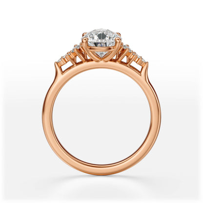 Marquise Shaped Three Stone Lab Grown Diamond Engagement Ring