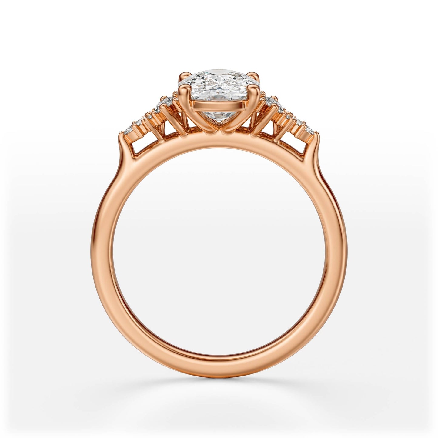 Marquise Shaped Three Stone Lab Grown Diamond Engagement Ring