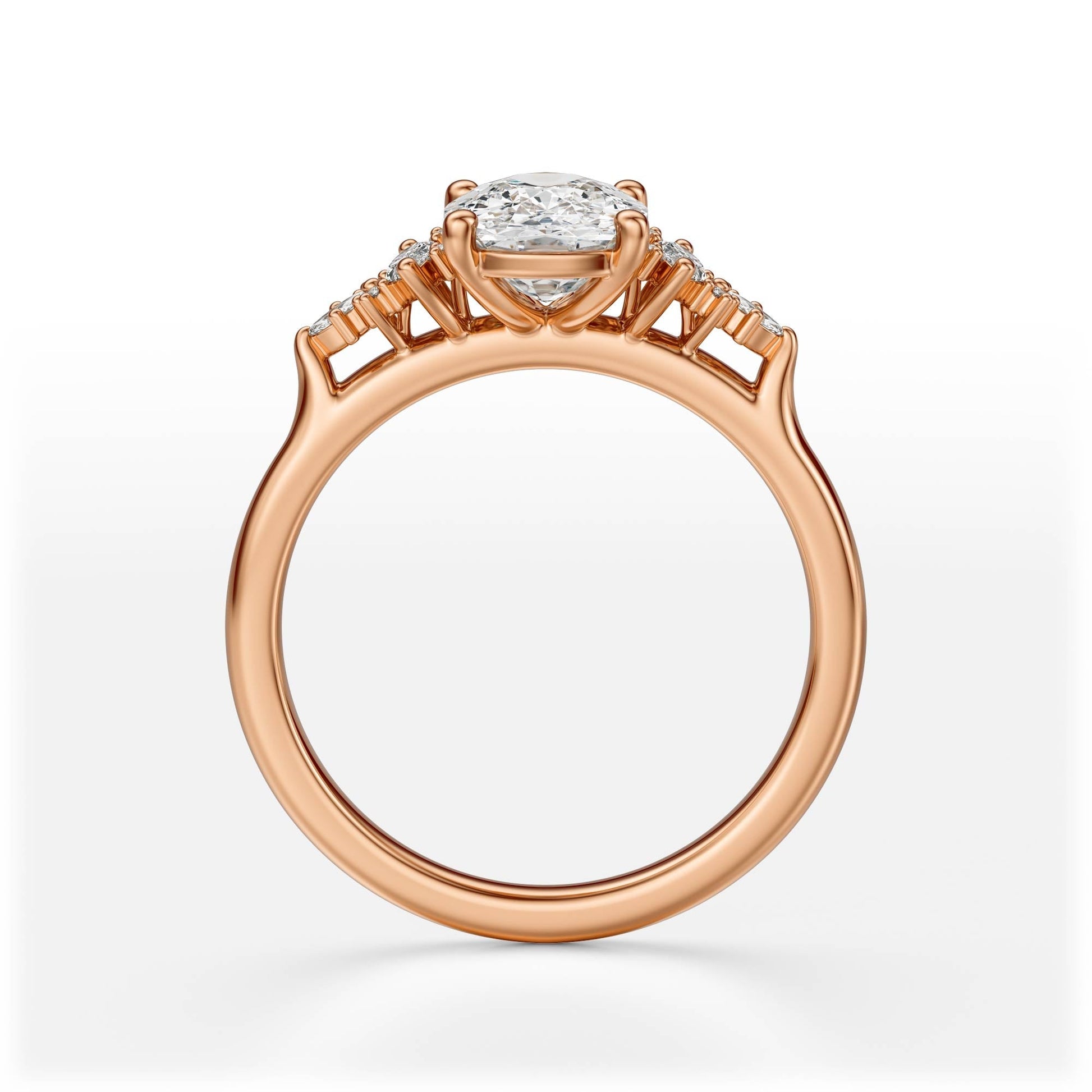 Marquise Shaped Three Stone Lab Grown Diamond Engagement Ring