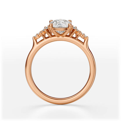 Marquise Shaped Three Stone Lab Grown Diamond Engagement Ring