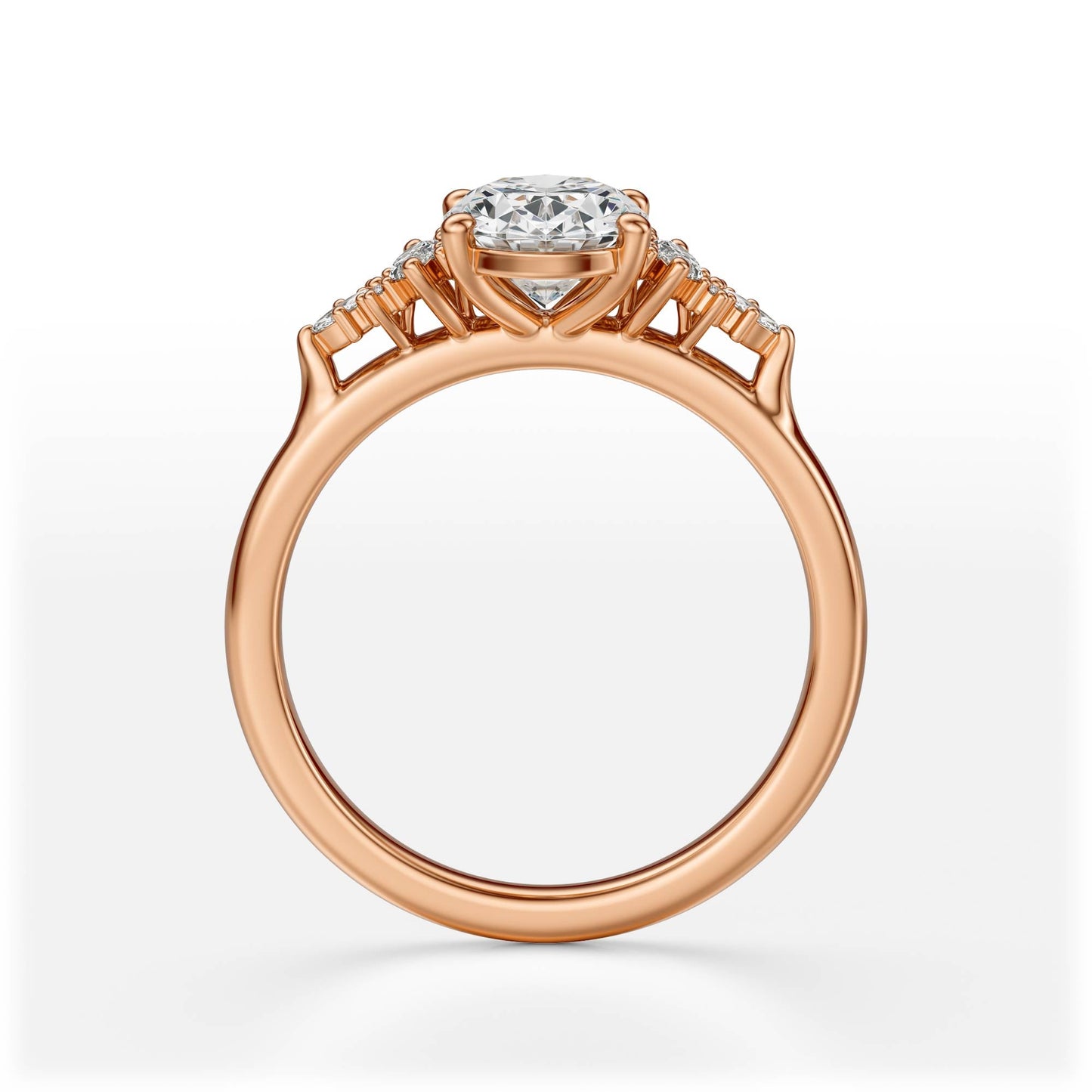 Marquise Shaped Three Stone Lab Grown Diamond Engagement Ring