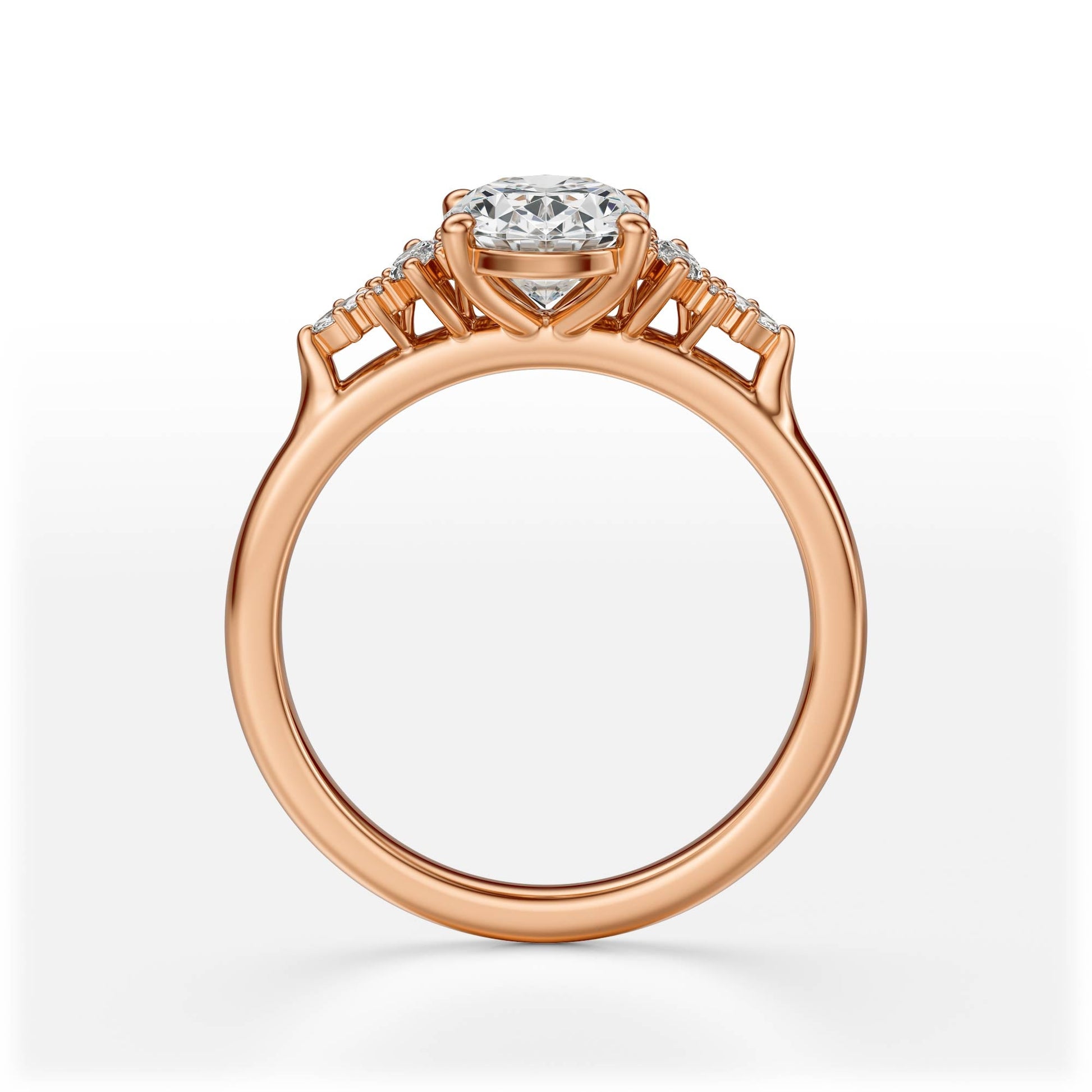 Marquise Shaped Three Stone Lab Grown Diamond Engagement Ring