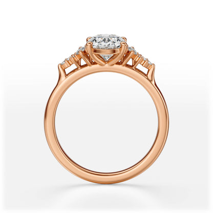 Marquise Shaped Three Stone Lab Grown Diamond Engagement Ring