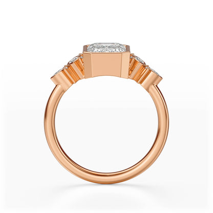 Marquise Shaped Three Stone Lab Grown Diamond Engagement Ring