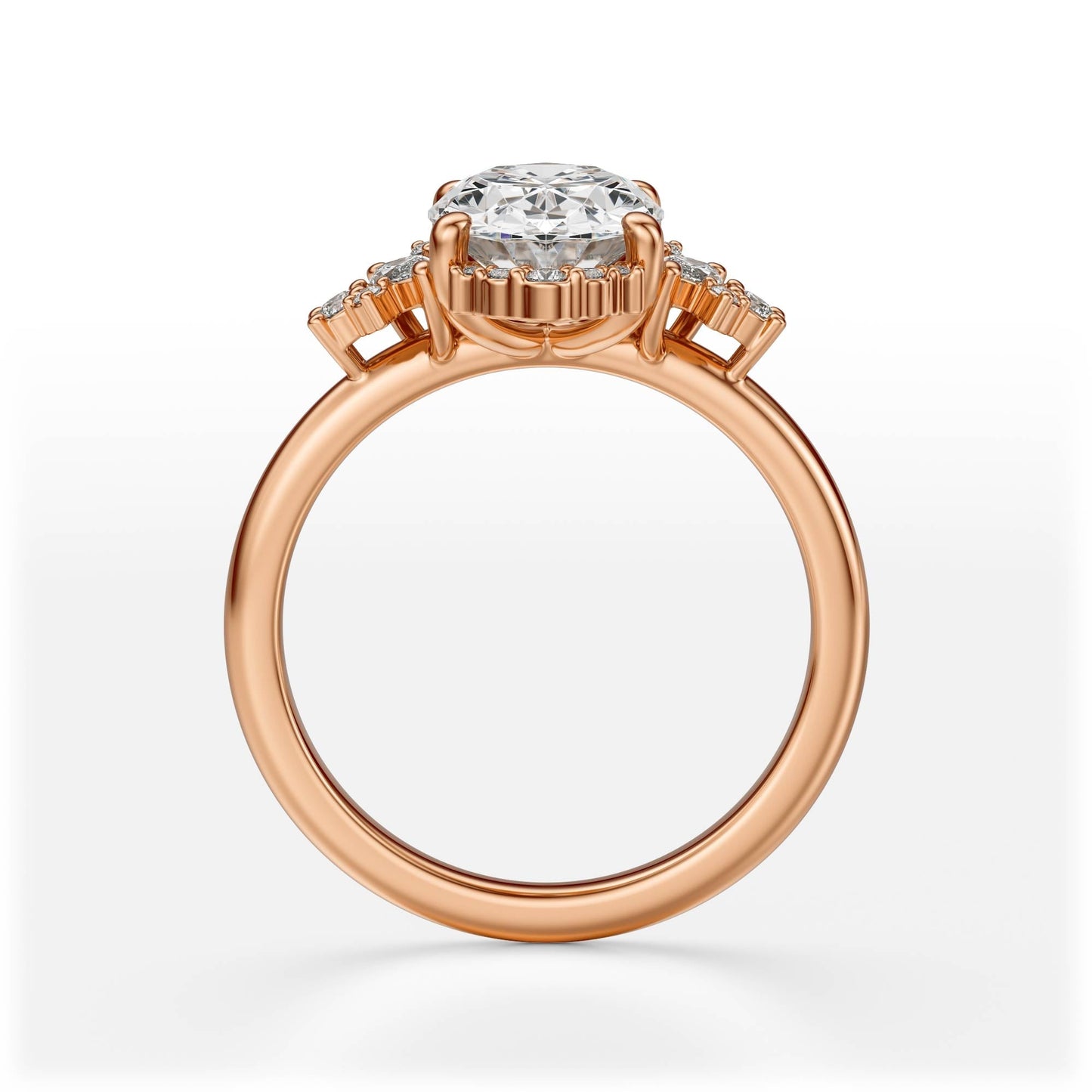 Marquise Shaped Three Stone Lab Grown Diamond Engagement Ring