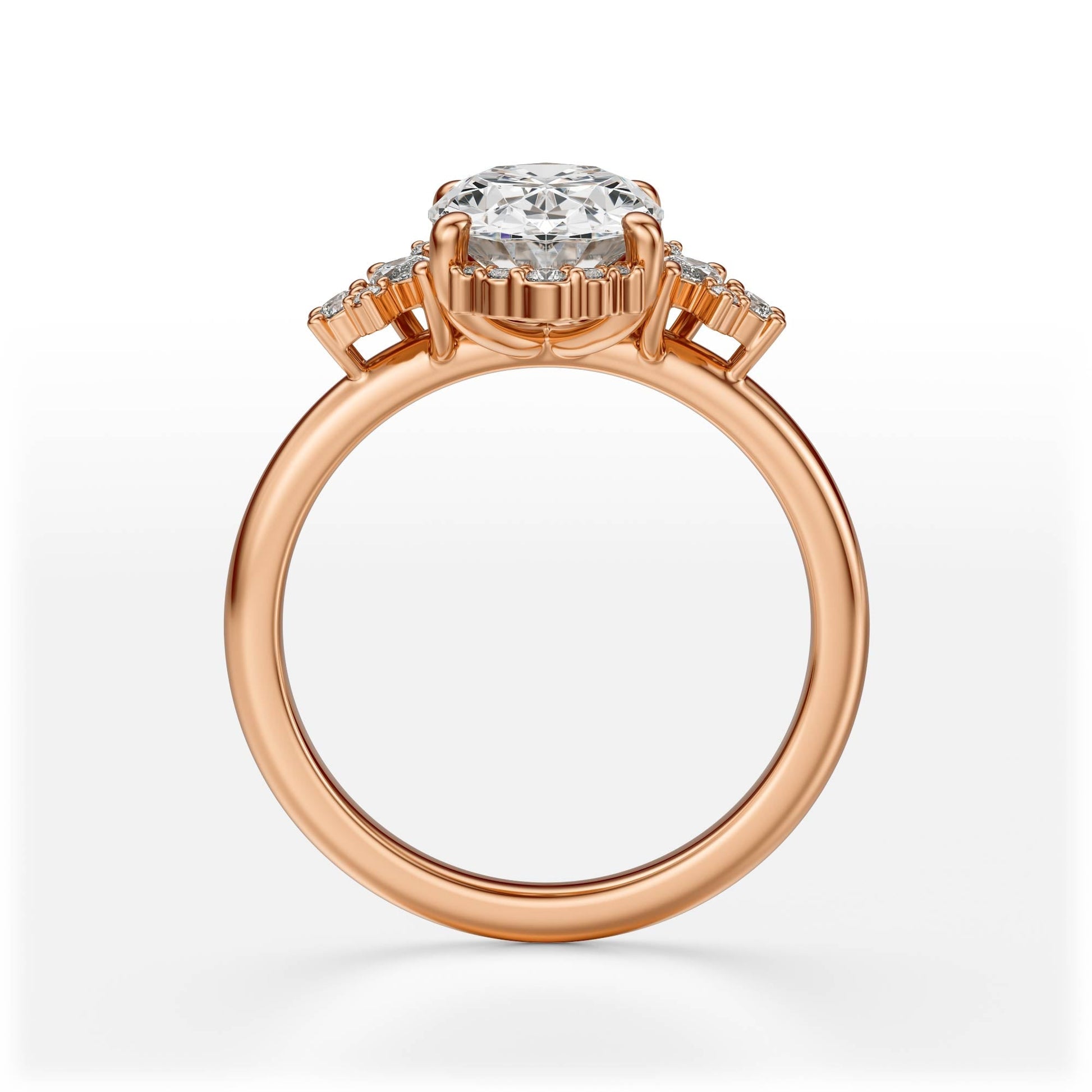 Marquise Shaped Three Stone Lab Grown Diamond Engagement Ring