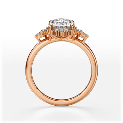 Marquise Shaped Three Stone Lab Grown Diamond Engagement Ring