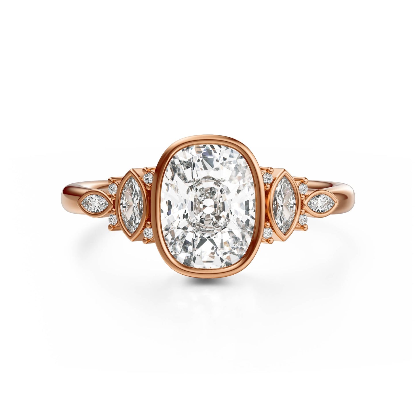 Marquise Shaped Three Stone Lab Grown Diamond Engagement Ring