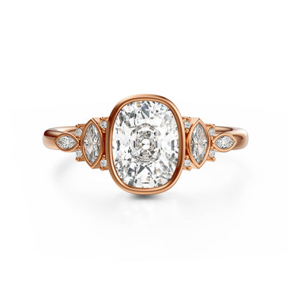 Marquise Shaped Three Stone Lab Grown Diamond Engagement Ring