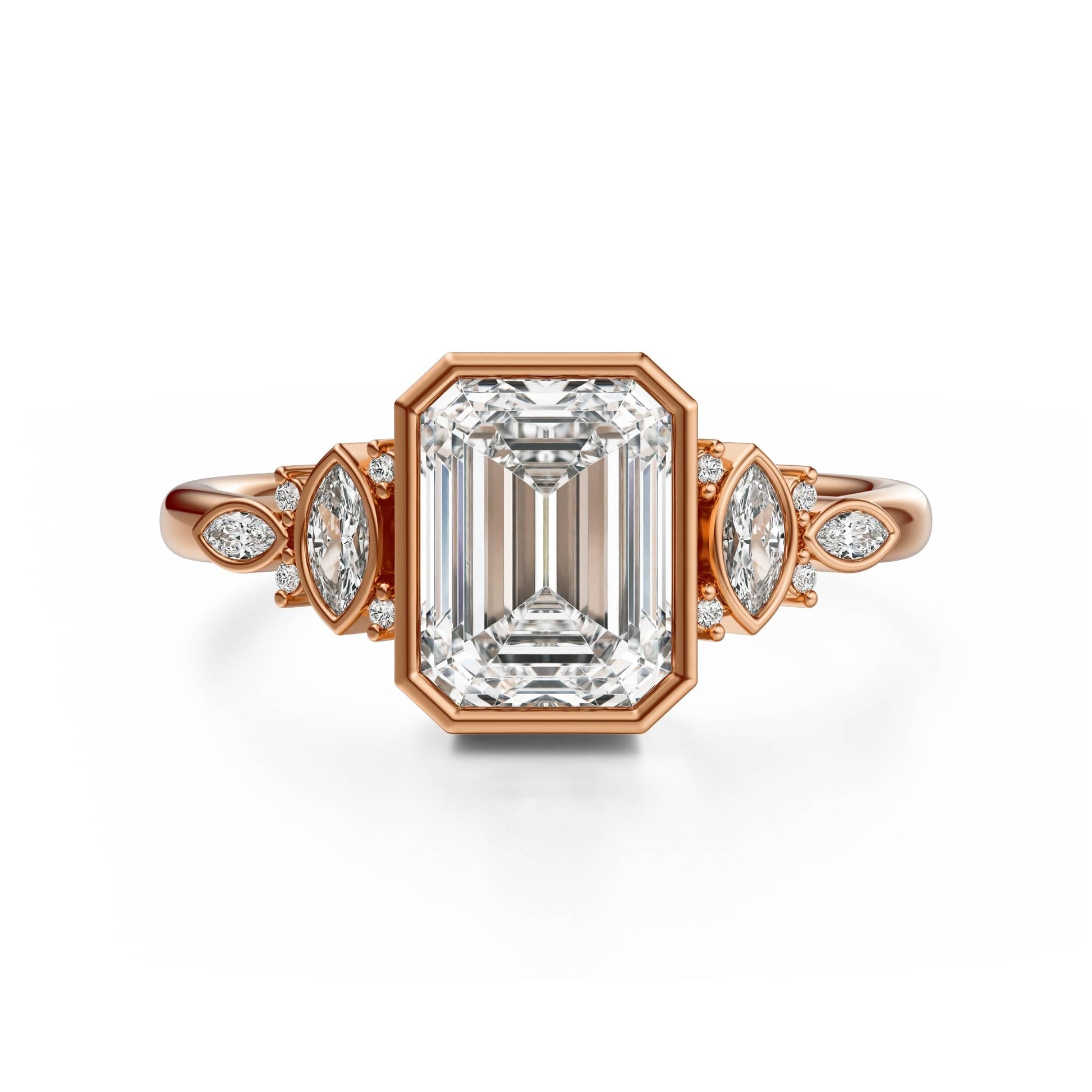 Marquise Shaped Three Stone Lab Grown Diamond Engagement Ring
