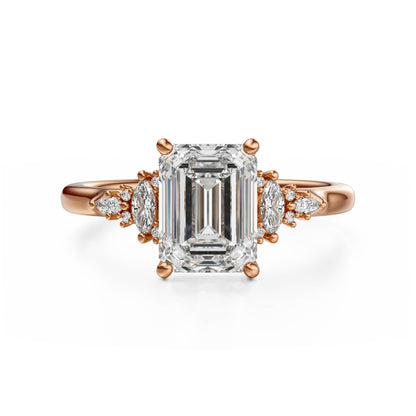 Marquise Shaped Three Stone Lab Grown Diamond Engagement Ring