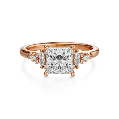 Marquise Shaped Three Stone Lab Grown Diamond Engagement Ring