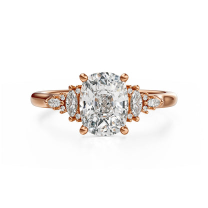 Marquise Shaped Three Stone Lab Grown Diamond Engagement Ring