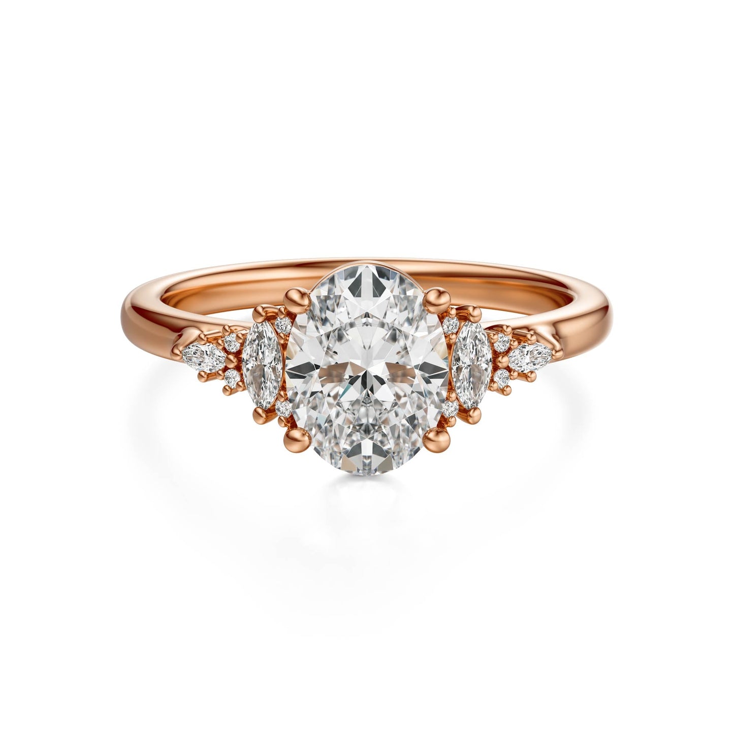 Marquise Shaped Three Stone Lab Grown Diamond Engagement Ring
