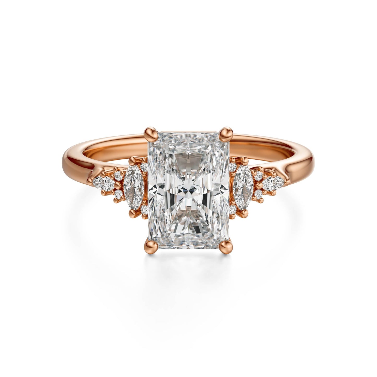 Marquise Shaped Three Stone Lab Grown Diamond Engagement Ring