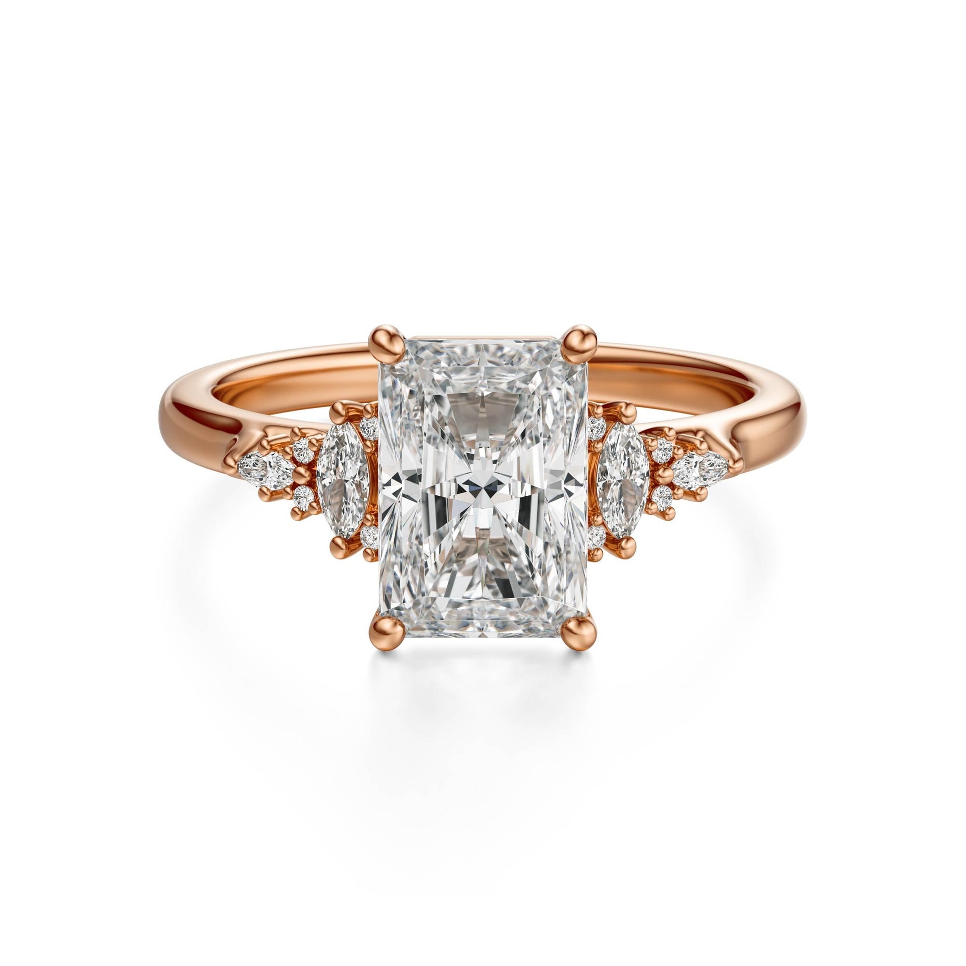 Marquise Shaped Three Stone Lab Grown Diamond Engagement Ring