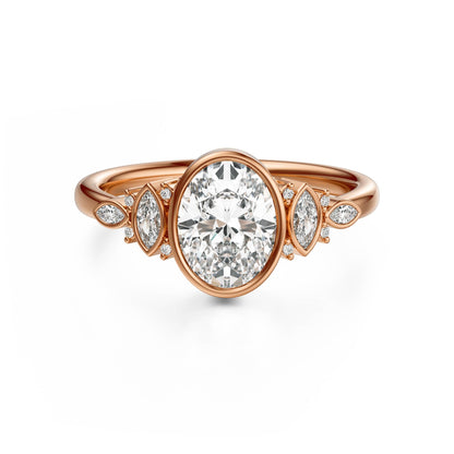 Marquise Shaped Three Stone Lab Grown Diamond Engagement Ring