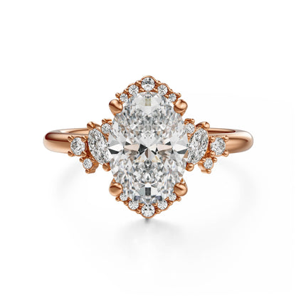 Marquise Shaped Three Stone Lab Grown Diamond Engagement Ring