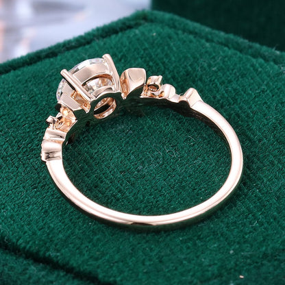 1 CT Round Shaped Floral Inspired Moissanite Engagement Ring