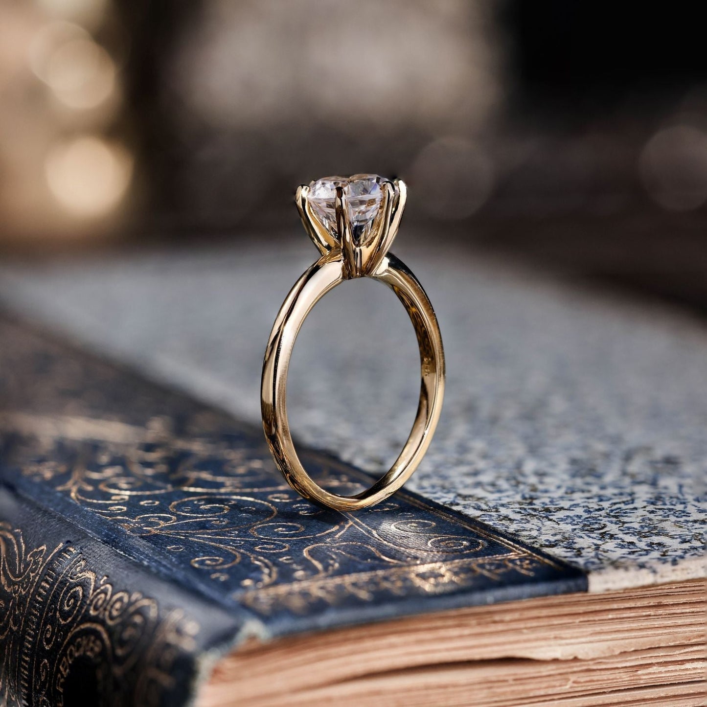 Marquise Shaped Three Stone Lab Grown Diamond Engagement Ring