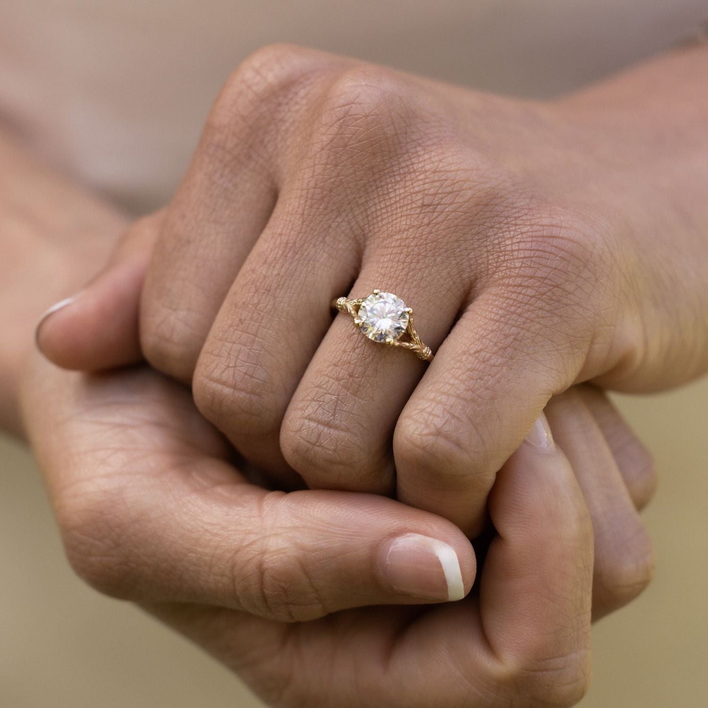 Marquise Shaped Three Stone Lab Grown Diamond Engagement Ring