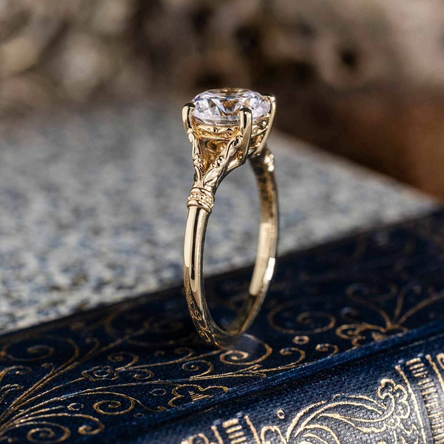 Marquise Shaped Three Stone Lab Grown Diamond Engagement Ring