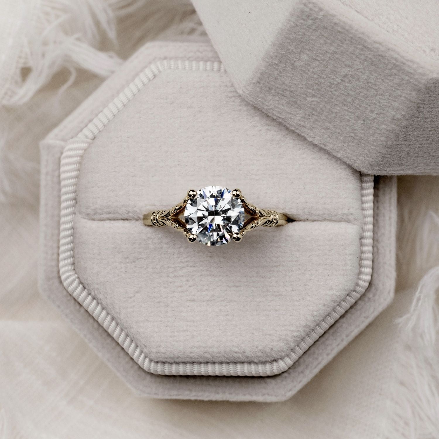 Marquise Shaped Three Stone Lab Grown Diamond Engagement Ring