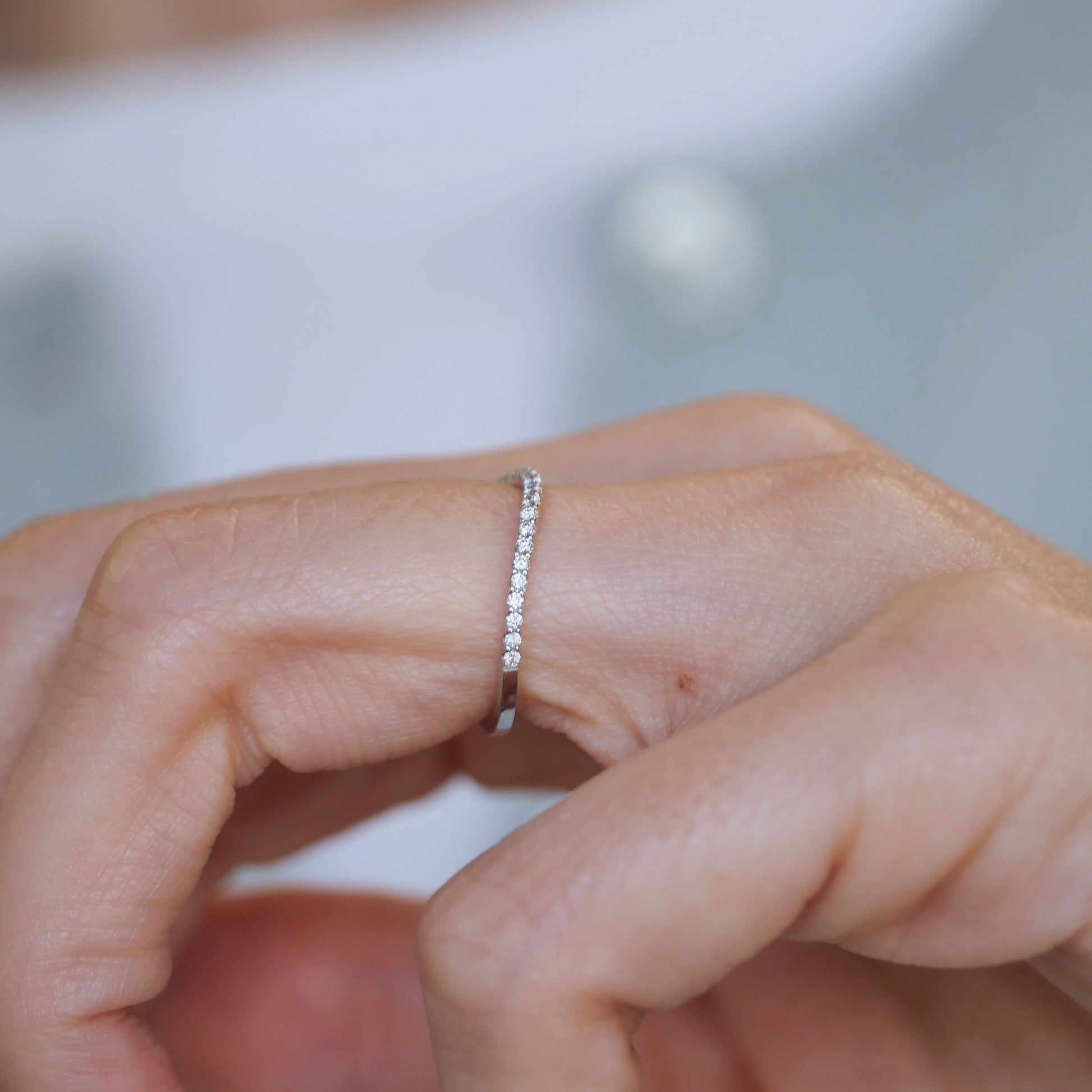 0.25 TCW Round Shaped Half Eternity Lab Grown Diamond Wedding Band