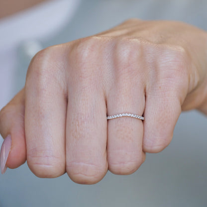 0.25 TCW Round Shaped Half Eternity Lab Grown Diamond Wedding Band