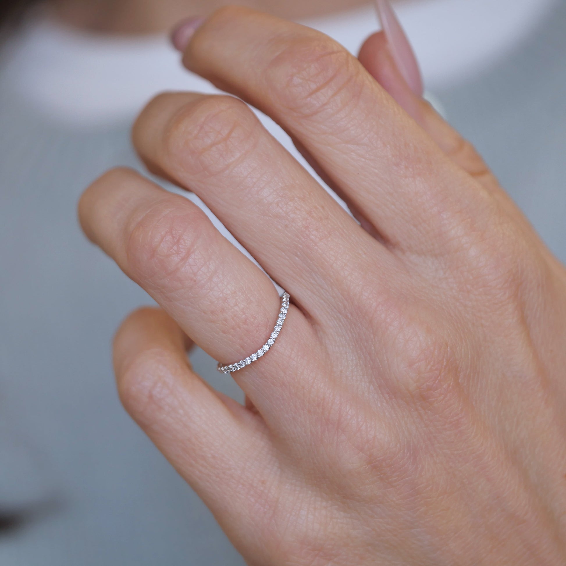 0.25 TCW Round Shaped Half Eternity Lab Grown Diamond Wedding Band