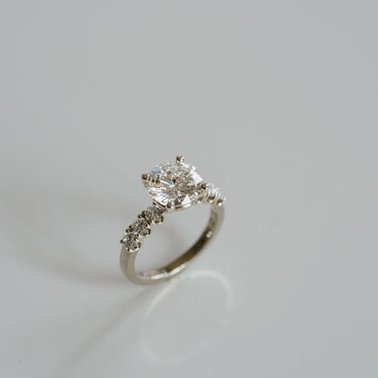 Marquise Shaped Three Stone Lab Grown Diamond Engagement Ring