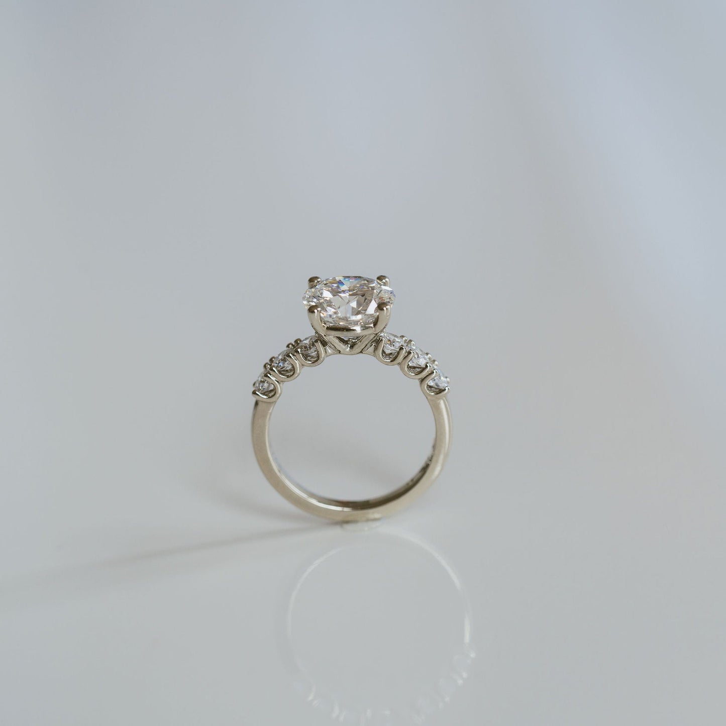 Marquise Shaped Three Stone Lab Grown Diamond Engagement Ring