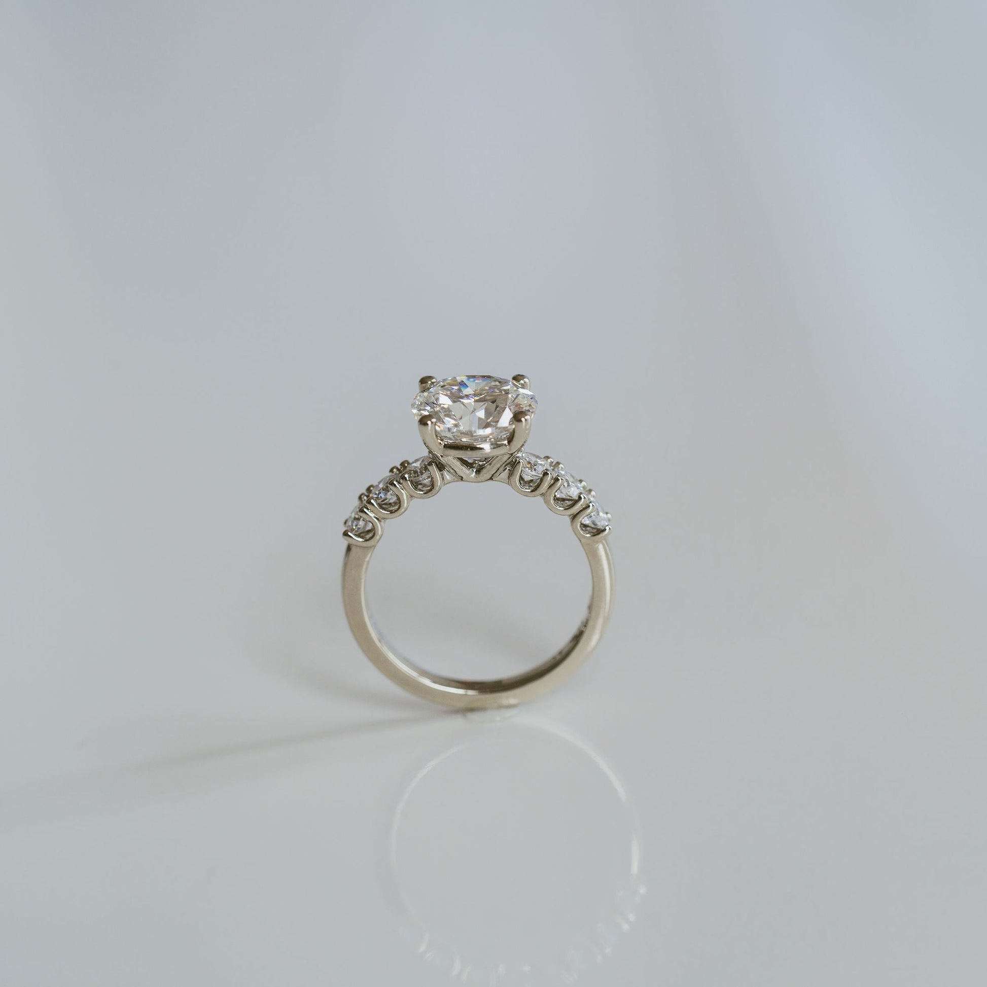 Marquise Shaped Three Stone Lab Grown Diamond Engagement Ring