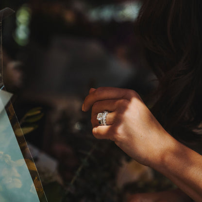 Marquise Shaped Three Stone Lab Grown Diamond Engagement Ring