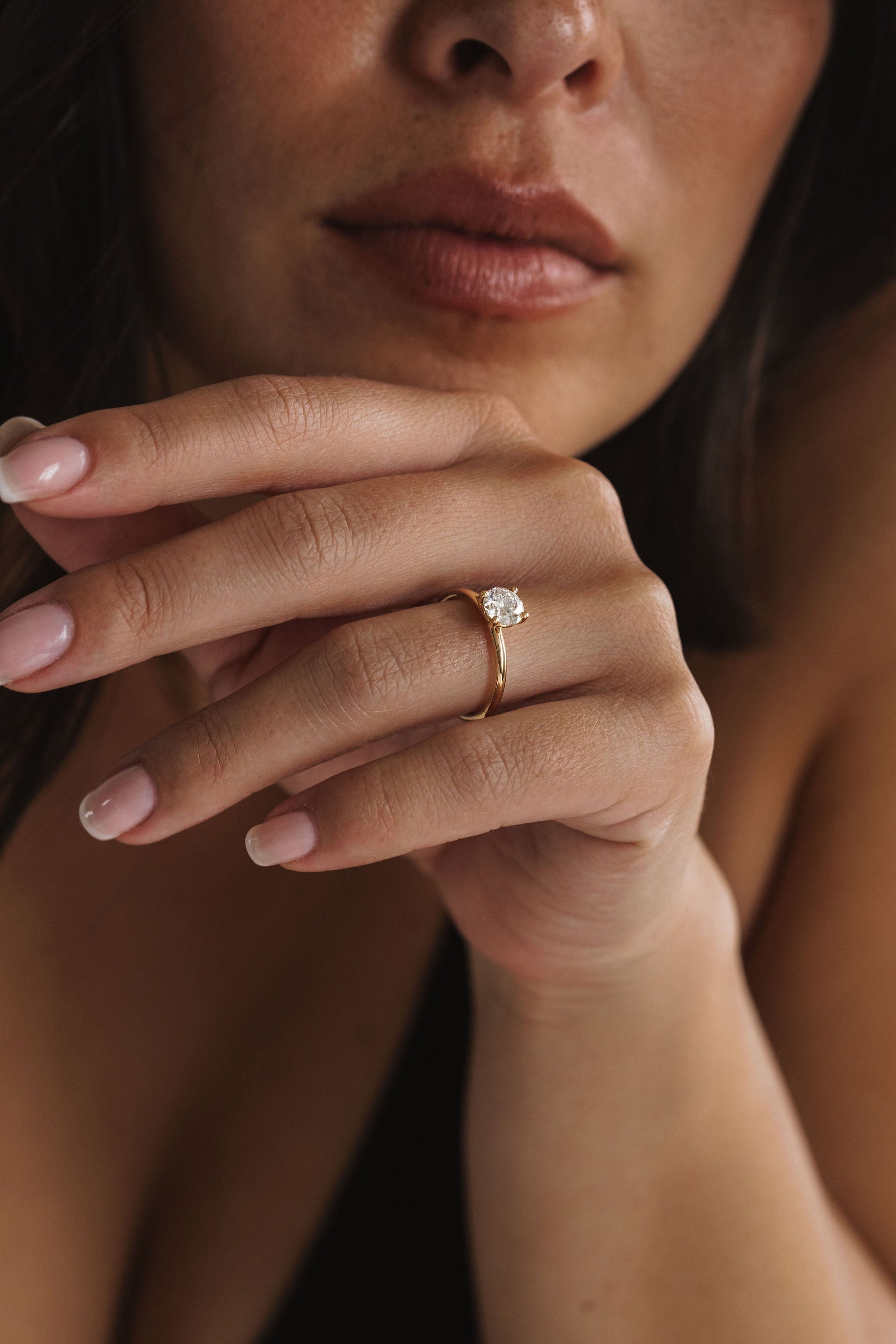 Marquise Shaped Three Stone Lab Grown Diamond Engagement Ring