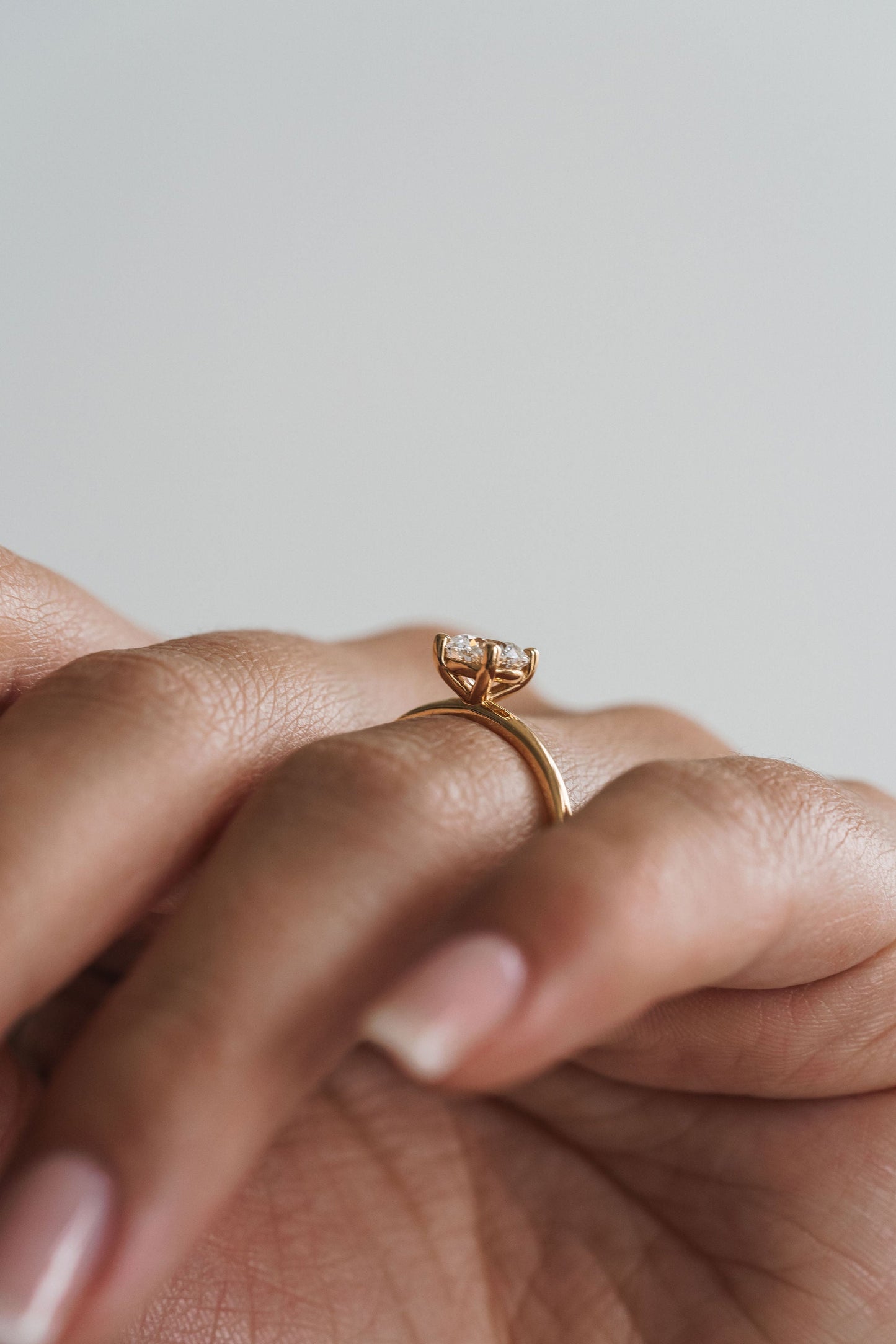 Marquise Shaped Three Stone Lab Grown Diamond Engagement Ring