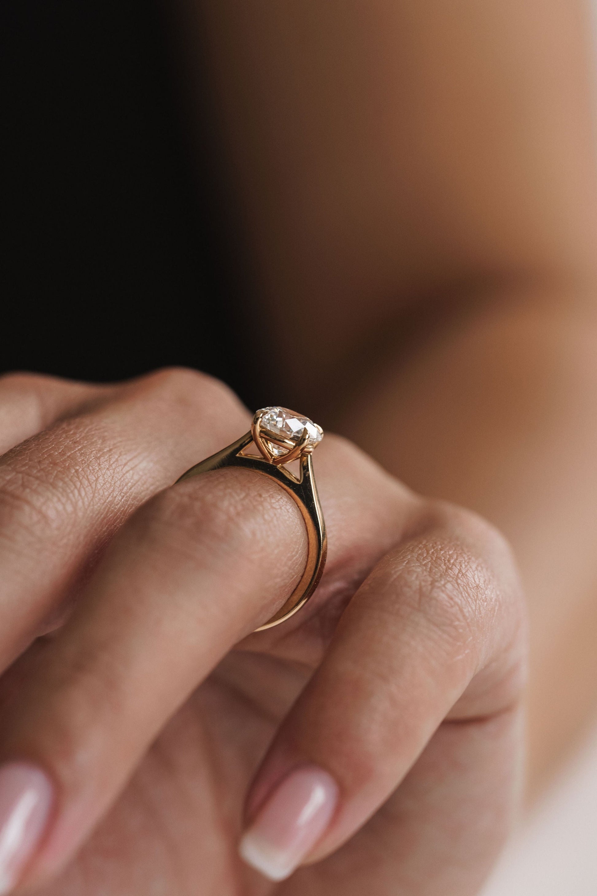 Marquise Shaped Three Stone Lab Grown Diamond Engagement Ring