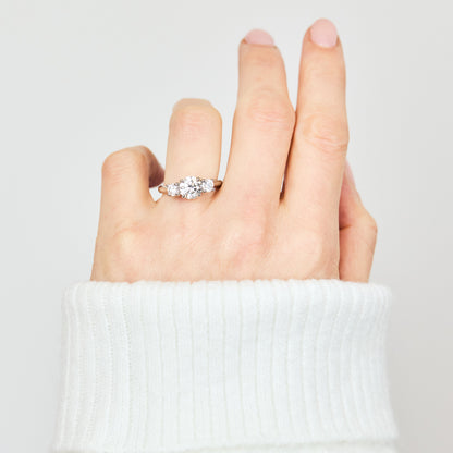 Marquise Shaped Three Stone Lab Grown Diamond Engagement Ring