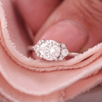 2.9 Carats Emerald Pave Styled Moissanite Engagement Ring