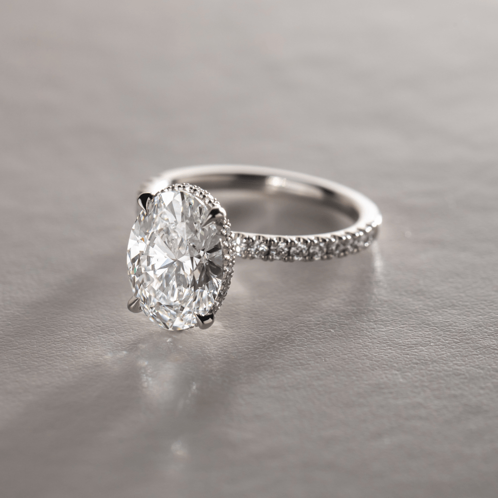 Marquise Shaped Three Stone Lab Grown Diamond Engagement Ring