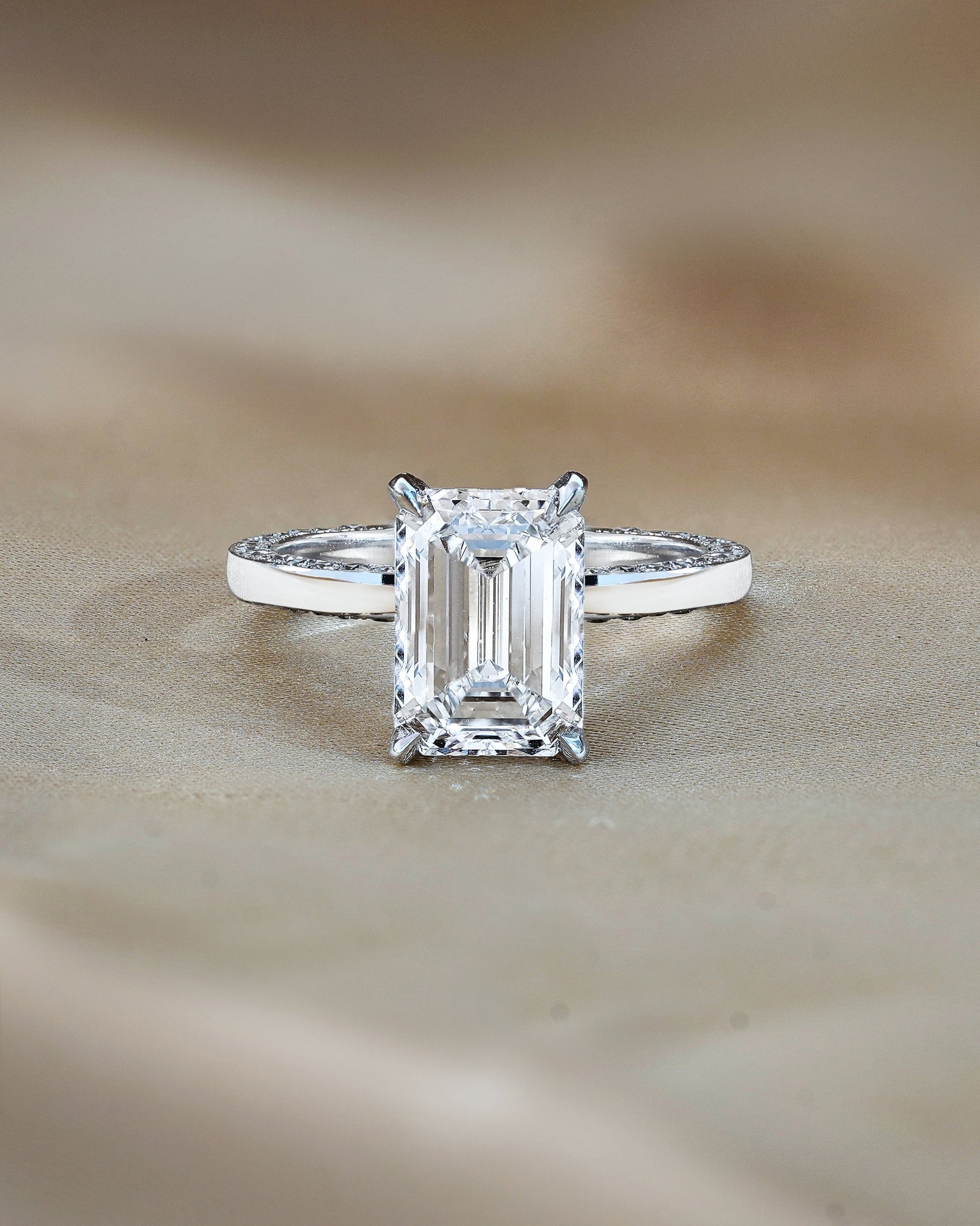 Marquise Shaped Three Stone Lab Grown Diamond Engagement Ring