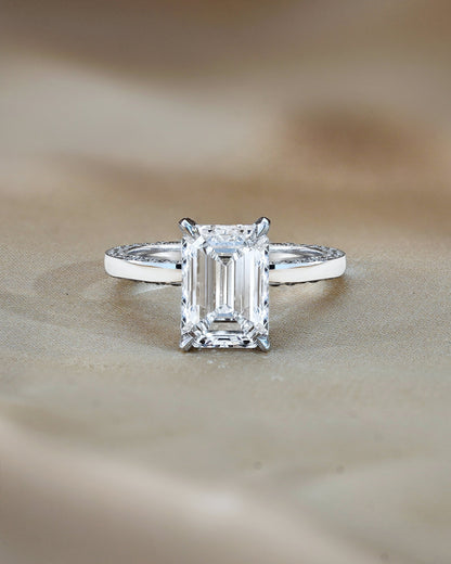 Marquise Shaped Three Stone Lab Grown Diamond Engagement Ring