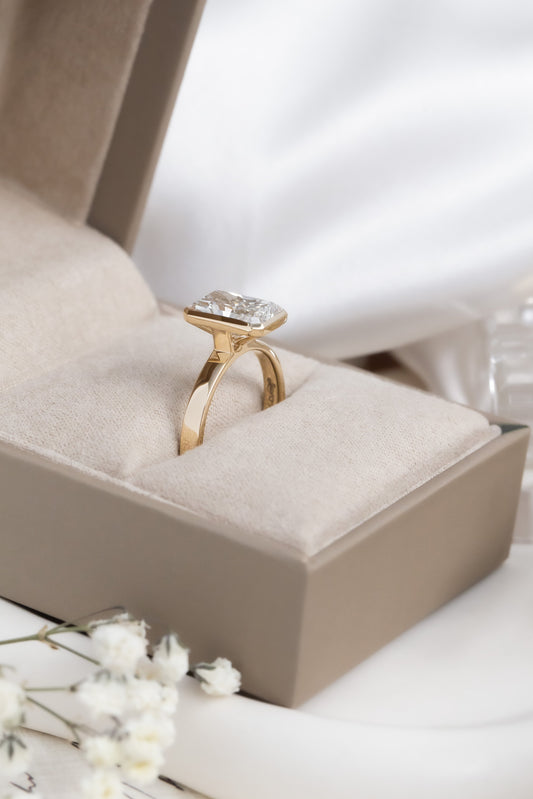 Marquise Shaped Three Stone Lab Grown Diamond Engagement Ring