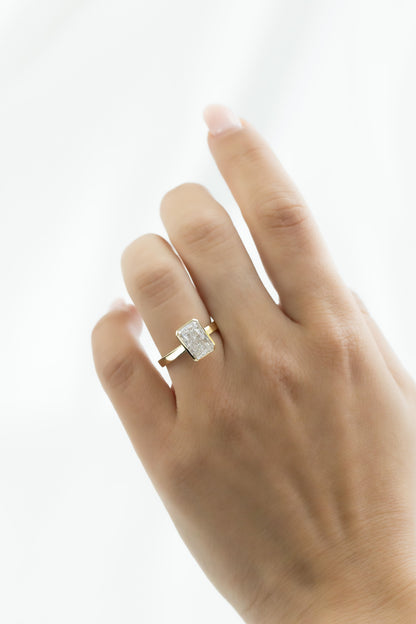 Marquise Shaped Three Stone Lab Grown Diamond Engagement Ring