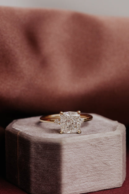 Marquise Shaped Three Stone Lab Grown Diamond Engagement Ring
