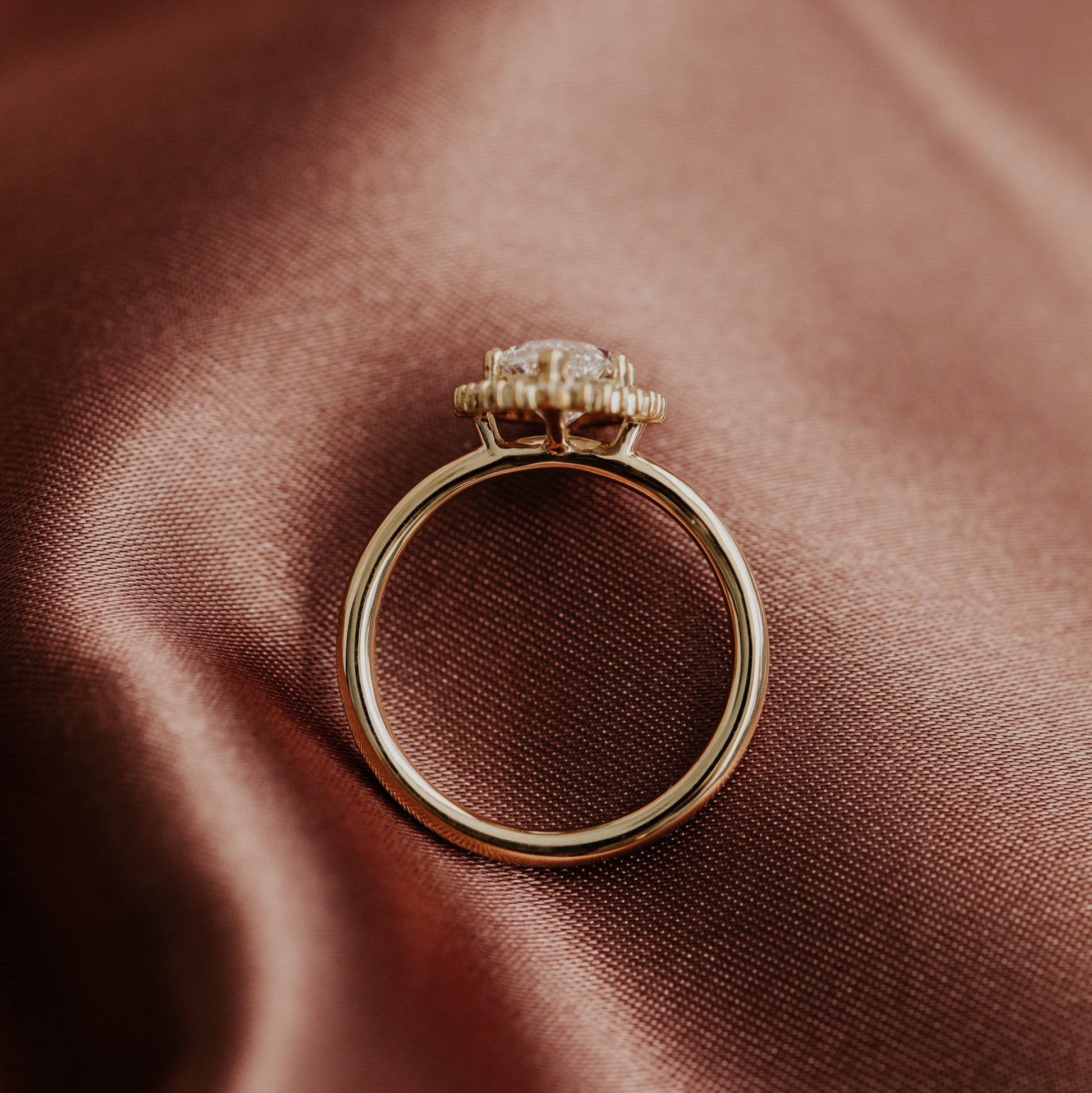 Marquise Shaped Three Stone Lab Grown Diamond Engagement Ring