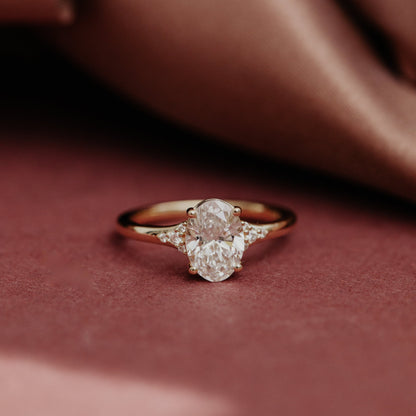 Marquise Shaped Three Stone Lab Grown Diamond Engagement Ring