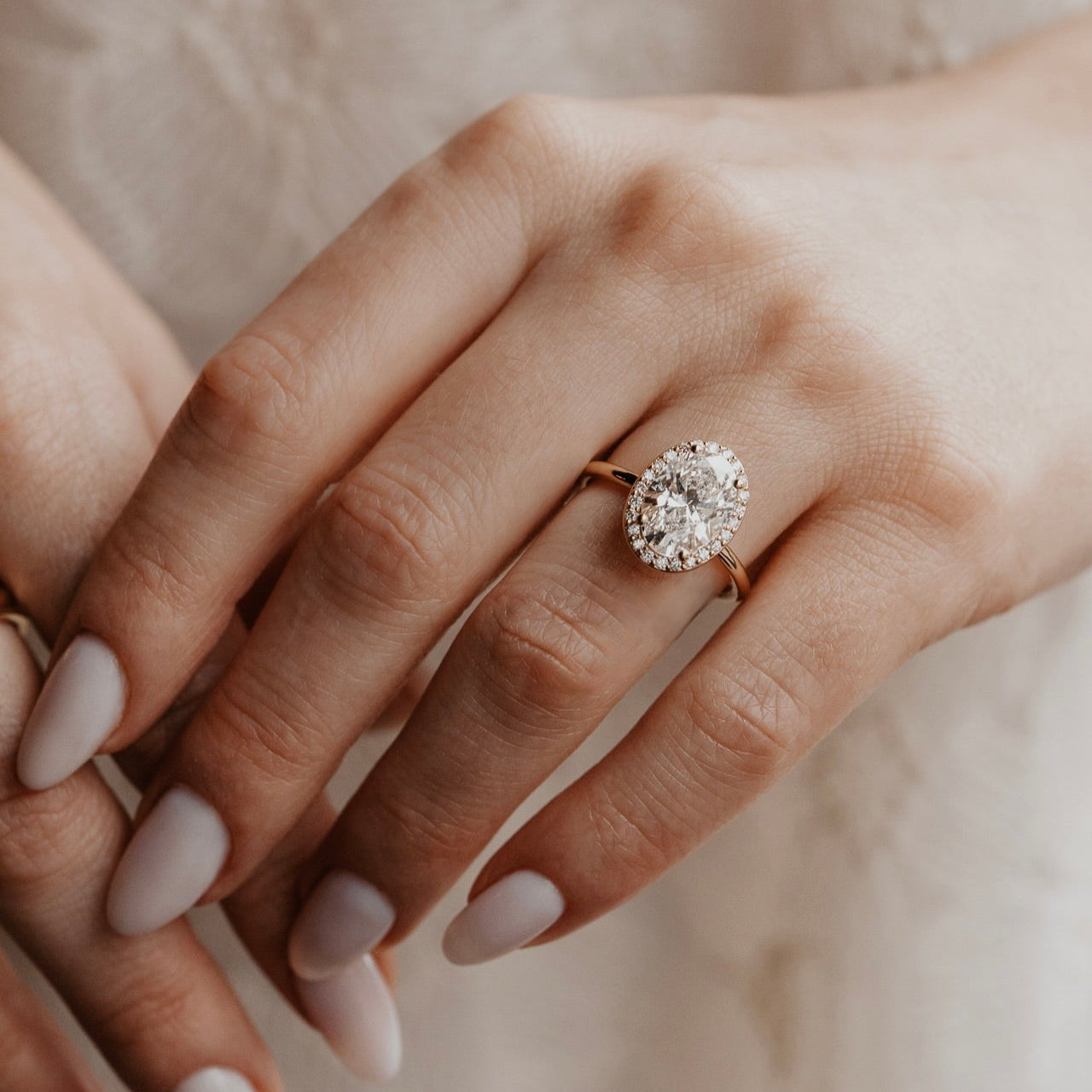 Marquise Shaped Three Stone Lab Grown Diamond Engagement Ring