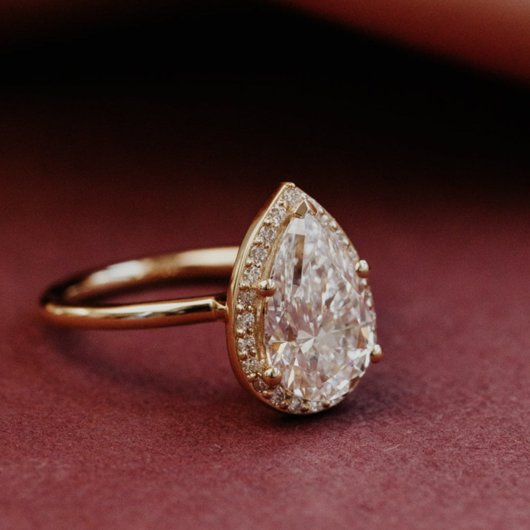 Marquise Shaped Three Stone Lab Grown Diamond Engagement Ring