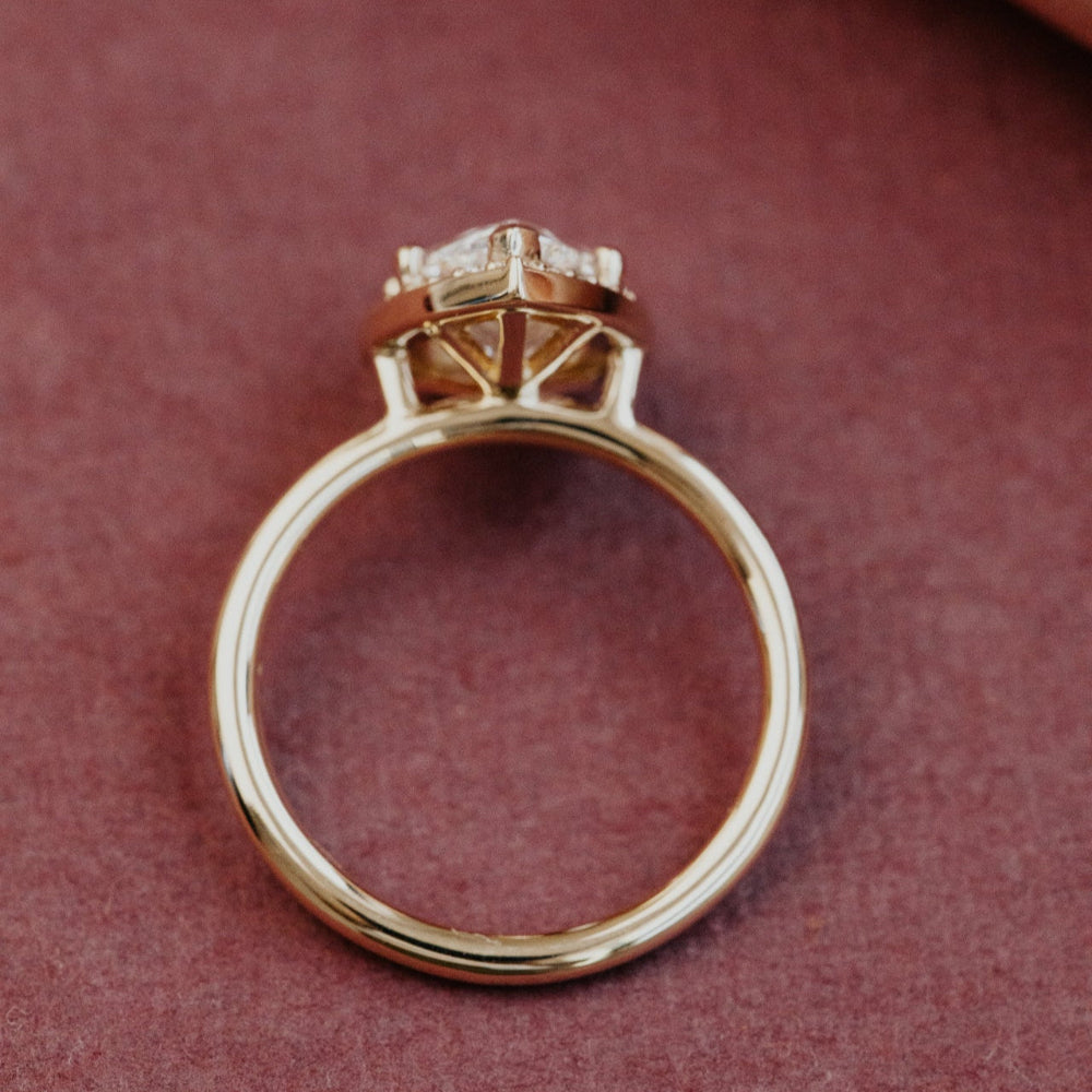 Marquise Shaped Three Stone Lab Grown Diamond Engagement Ring